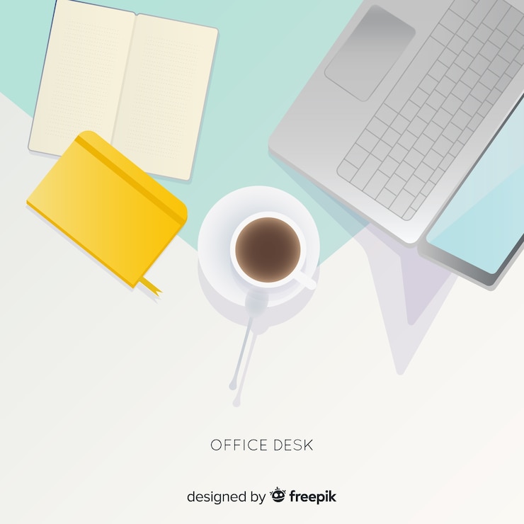 Vecteur gratuit vue de dessus de bureau professionnel