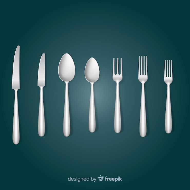 Vecteur gratuit vue de dessus des couverts de restaurant avec un design réaliste