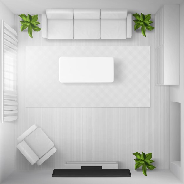 Vue de dessus du salon dans la maison