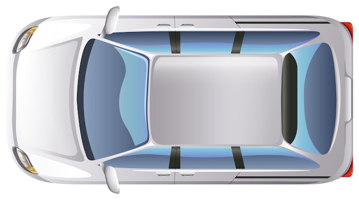 Vecteur gratuit une vue de dessus d'une fourgonnette