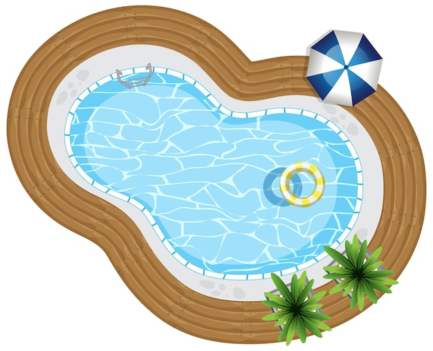 Vecteur gratuit vue de dessus de la piscine avec anneau en caoutchouc sur fond blanc