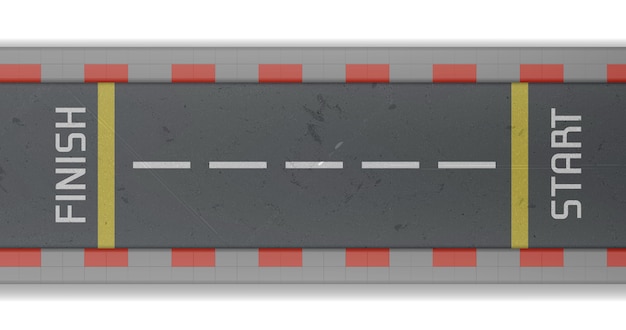 Vue De Dessus De La Piste De Course Avec Ligne De Départ Et D'arrivée. Illustration Réaliste De Vecteur De Route Asphaltée Vide Pour Rallye Automobile Et Course De Vitesse