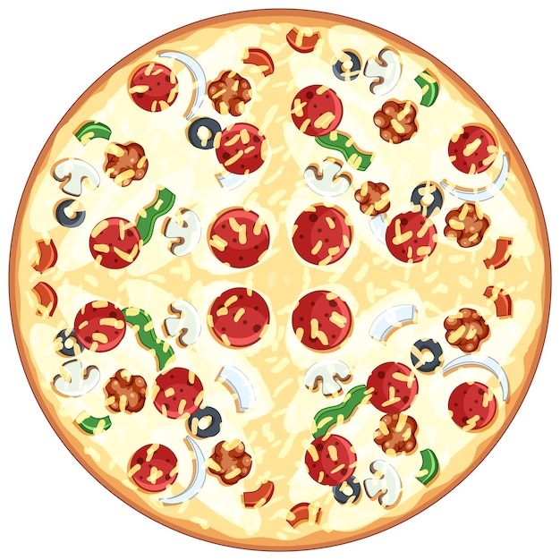 Vecteur gratuit vue de dessus de la pizza au fromage sur fond blanc