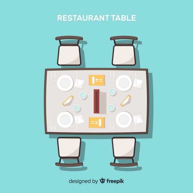 Vue de dessus de la table de restaurant avec un design plat