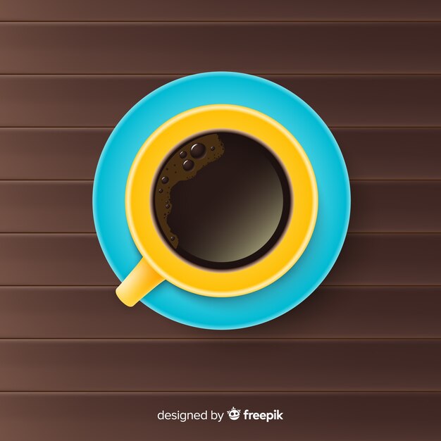 Vue de dessus de tasse à café avec un design réaliste