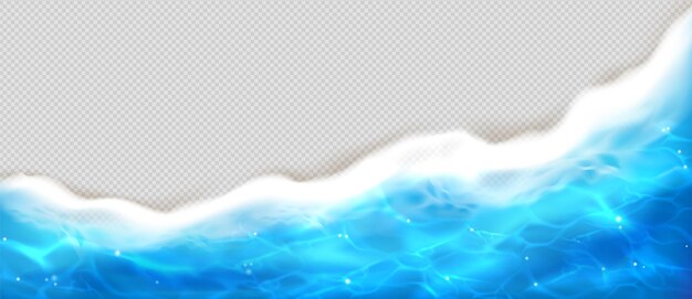 Vue du haut de la plage des vagues de la mer Texture de l'eau de mousse de l'océan