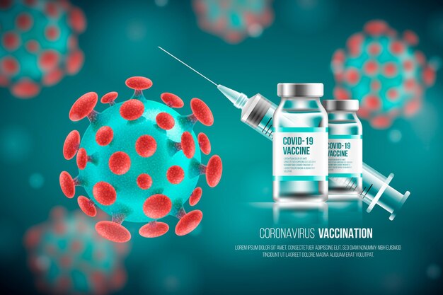 Vue de face des bactéries avec des bouteilles de vaccin