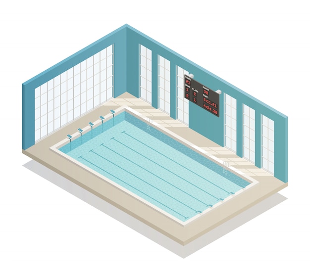 Vecteur gratuit vue isométrique du bain de piscine