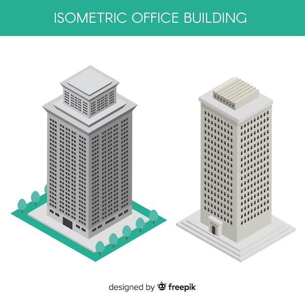 Vue isométrique des immeubles de bureaux modernes