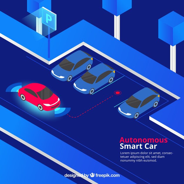 Vue isométrique de voiture autonome futuriste