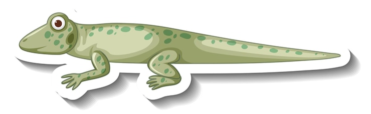 Vecteur gratuit vue latérale de l'autocollant de dessin animé gecko ou lézard