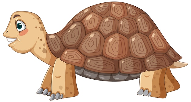 Vecteur gratuit vue latérale d'une tortue à carapace brune en style cartoon