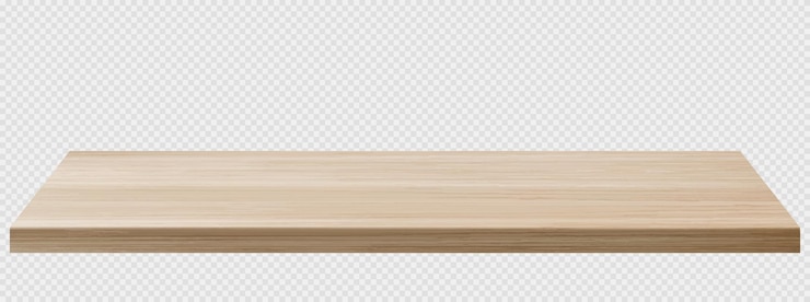 Vecteur gratuit vue en perspective de la table en bois surface du bureau en bois