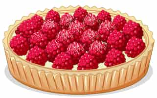 Vecteur gratuit vue rapprochée de la tarte aux framboises isolé sur fond blanc