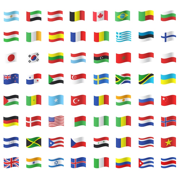 Vecteur gratuit waving flag icon collection