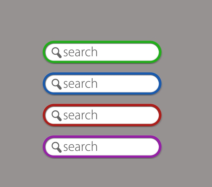 Vecteur gratuit web ssearch bars avec comprend quatre versions de couleur.