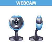 Vecteur gratuit webcam avec vue frontale et latérale