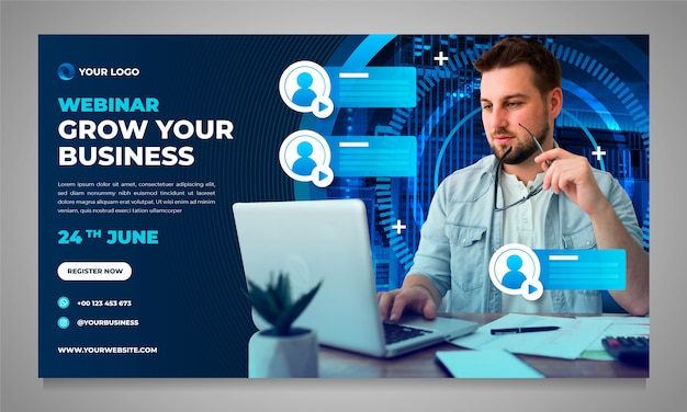 Vecteur gratuit webinaire de l'atelier gradient business