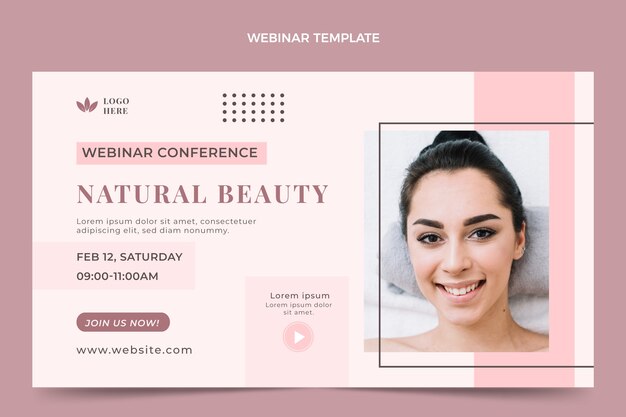 Vecteur gratuit webinaire sur la beauté naturelle au design plat