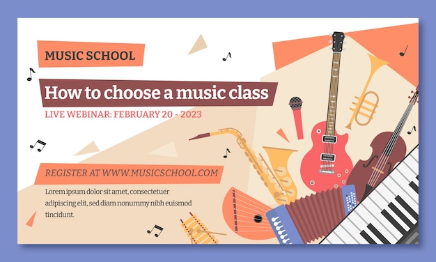 Vecteur gratuit webinaire de l'école de musique dessiné à la main