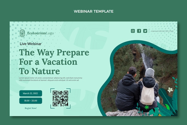 Vecteur gratuit webinaire sur l'écotourisme au design plat dessiné à la main