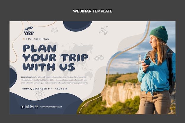 Vecteur gratuit webinaire sur le plan de voyage design plat