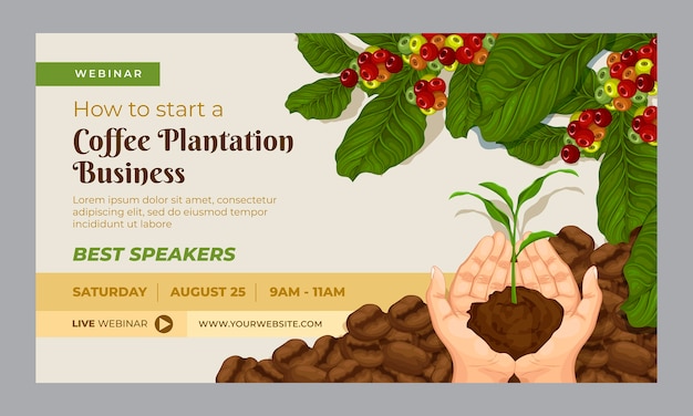 Vecteur gratuit webinaire sur la plantation de café au design plat