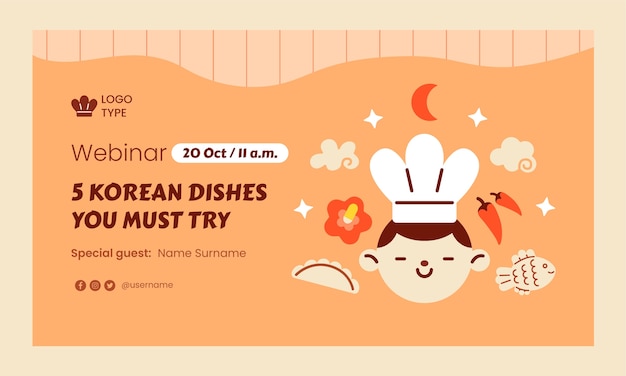 Vecteur gratuit webinaire de restaurant coréen dessiné à la main