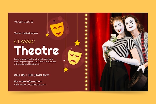 Vecteur gratuit webinaire sur le spectacle de théâtre au design plat