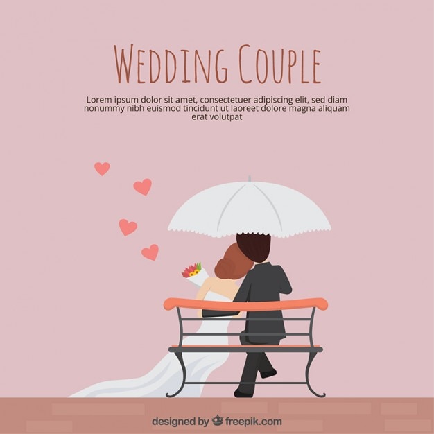 Vecteur gratuit wedding couple dans la conception plate