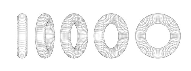 Wireframe Torus contour Grille moléculaire Structure de connexion futuriste pour la chimie et la science