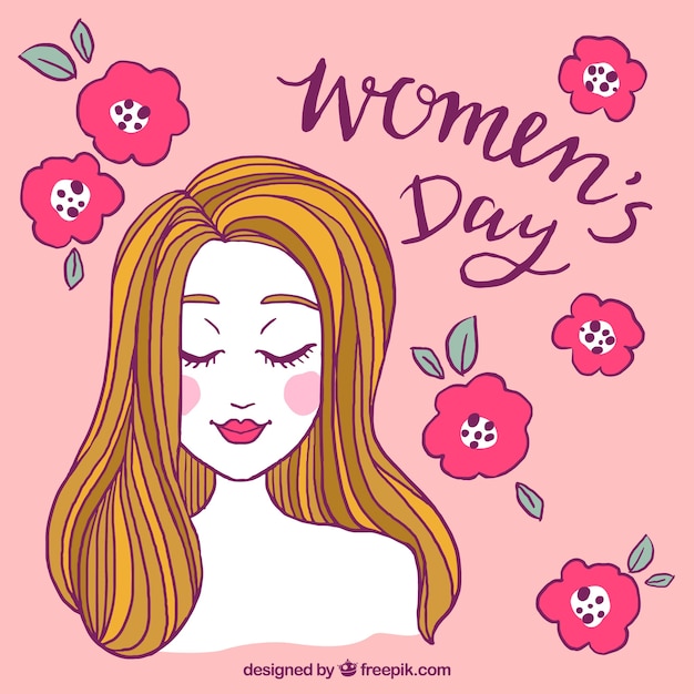 Womans Day Design Avec Des Roses Et Du Visage