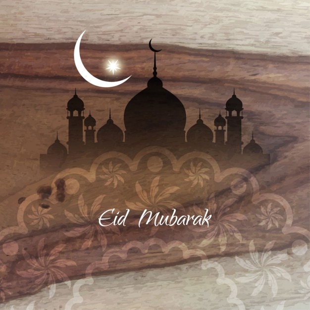 Vecteur gratuit wood texture eid mubarak conception de fond