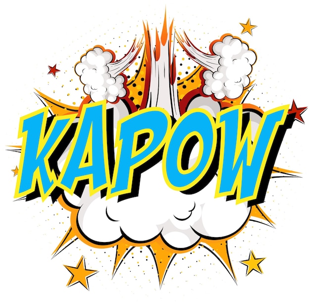 Vecteur gratuit word kapow sur nuage de bande dessinée