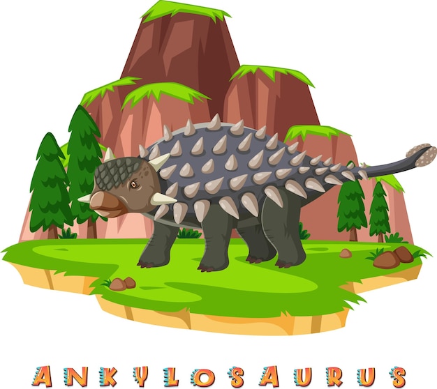 Vecteur gratuit wordcard de dinosaure pour l'ankylosaure