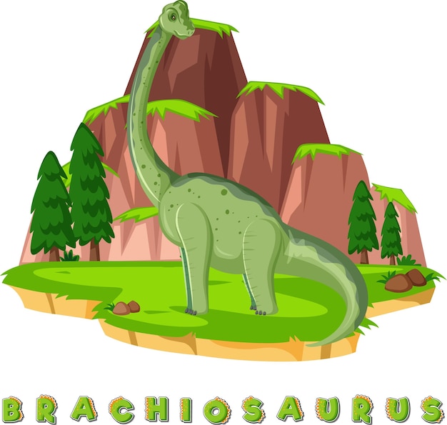 Vecteur gratuit wordcard dinosaure pour brachiosaurus