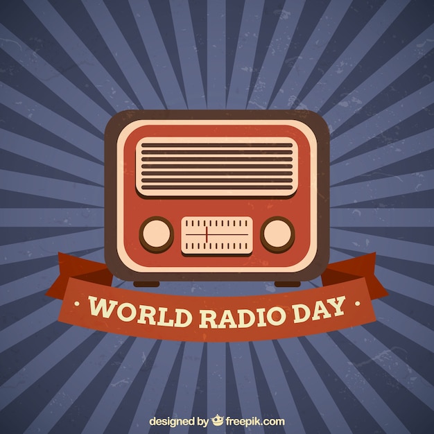 Vecteur gratuit world radio jour vintage background