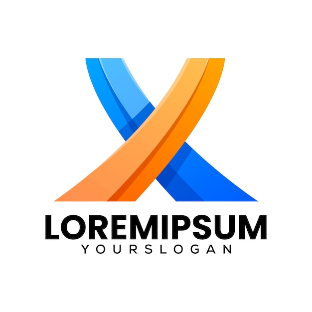 X lettre de conception de logo à l'icône colorée