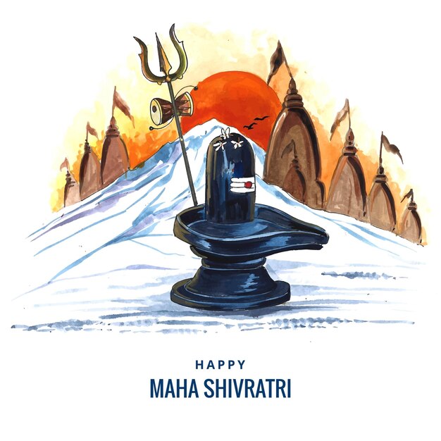 X9Maha shivratri festival salutation avec fond de carte shivling