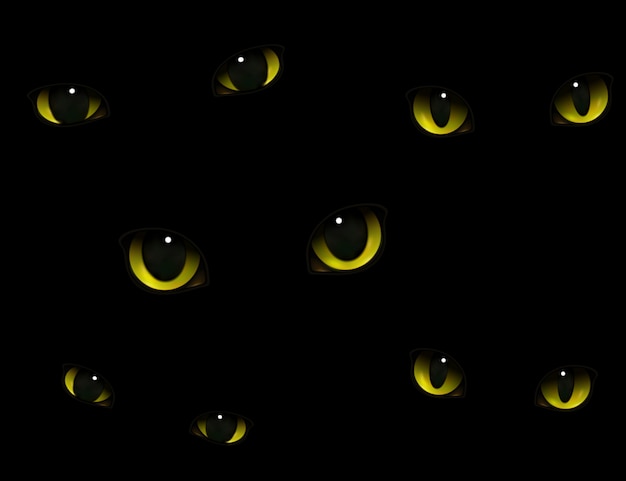 Yeux De Chats Dans L'obscurité Réalistes