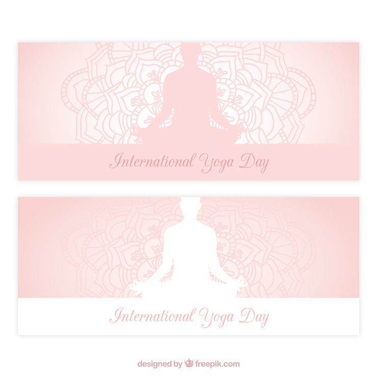 Vecteur gratuit yoga bannières non de couleur rose tendre
