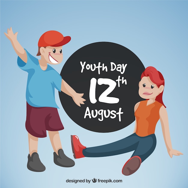 Vecteur gratuit youth day background avec des amis