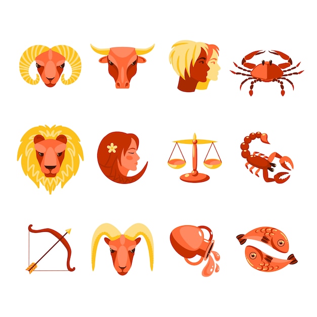 Vecteur gratuit zodiac icons set flat