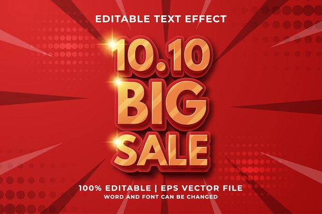 10.10 Effet De Texte Modifiable 3d Big Sale Vecteur Premium
