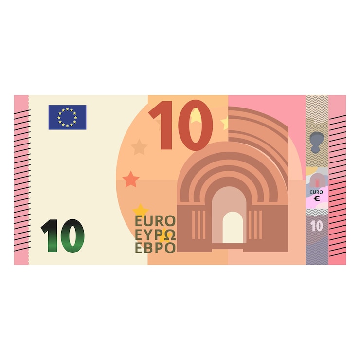 Vecteur 10 euros dessinés en style euctor sur fond blanc