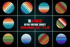 Vecteur 10 retro vintage sunset arrière-plan nostalgique rétro sunset des rêves rétro vintage