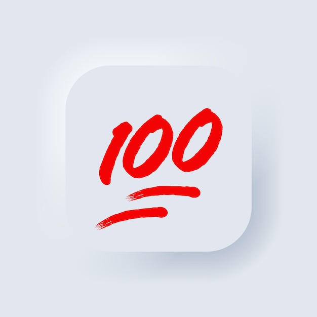 100% Emoji. Signe De Cent Pour Cent. Bouton Web De L'interface Utilisateur Blanc Neumorphic Ui Ux. Neumorphisme. Vecteur Eps 10.