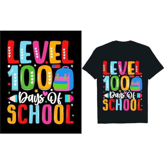 Vecteur 100 jours d'école joyeux 100 jours d'école design école 100e jour de rentrée scolaire t-shirt desi