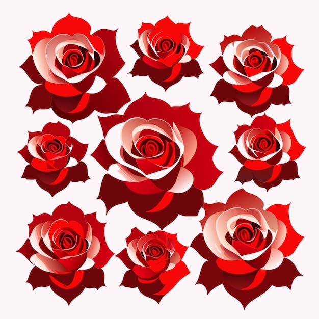 Vecteur 1000 petites roses rouges sur fond blanc