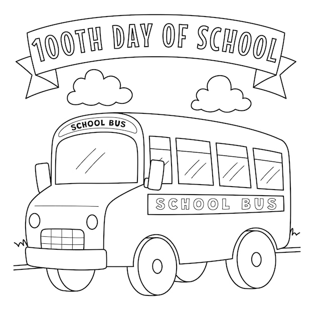 100e jour de coloriage d'autobus scolaire pour les enfants